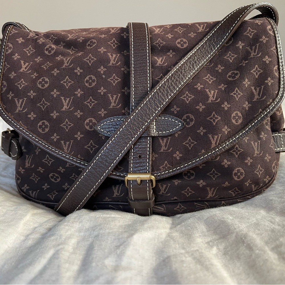 LOUIS VUITTON Saumur crossbody Shoulder Bag M95227 Monogram Mini Lin Ebene LV